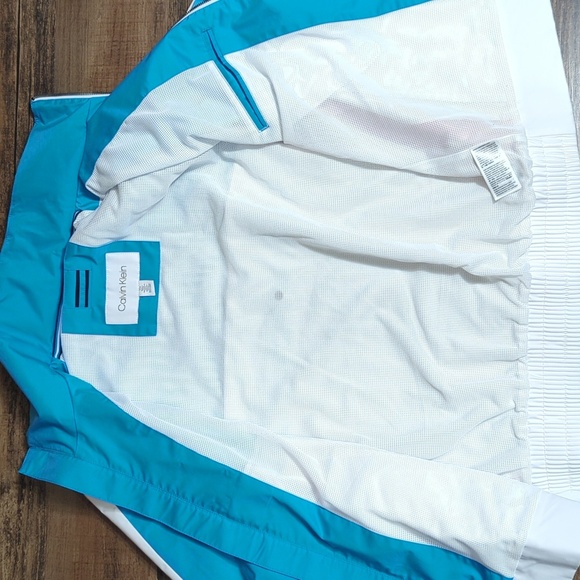 Calvin Klein Color Block Track Jacket, Spell Out, Hidden Hood, Vented Back, Med - Picture 13 of 15